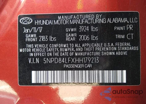 2017 Hyundai Elantra Value Edition z USA, uszkodzony, nr VIN 5NPD84LFXHH179213